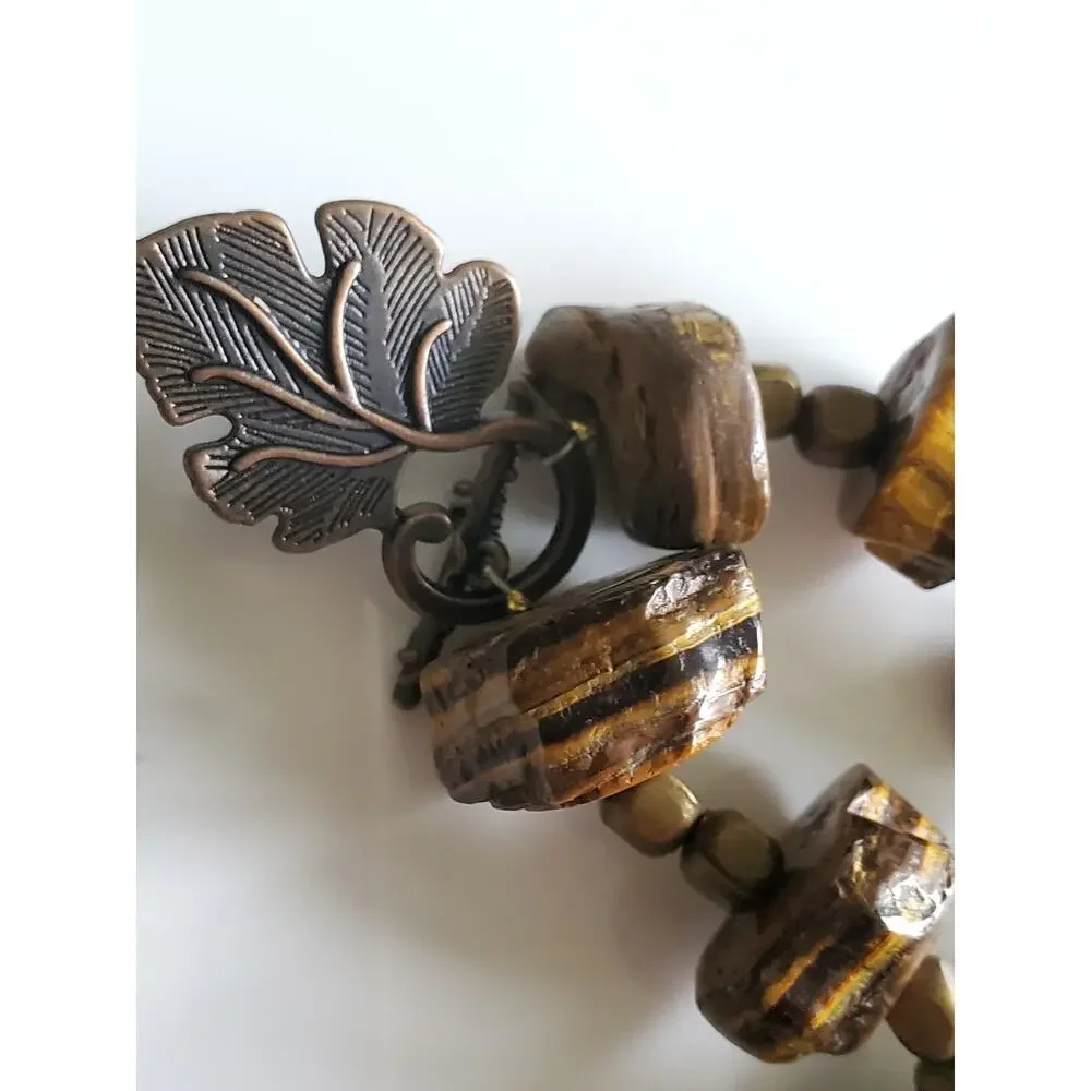 Beaded Tiger Eye Necklace and Earring Jewelry Set